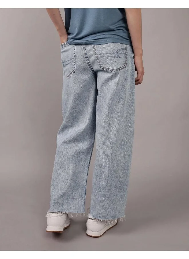 American Eagle AE Stretch Ripped Super High-Waisted Baggy Wide-Leg Crop Jean
