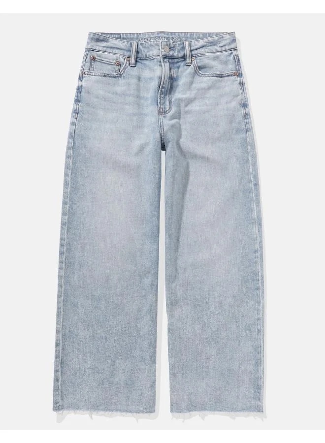 American Eagle AE Stretch Ripped Super High-Waisted Baggy Wide-Leg Crop Jean
