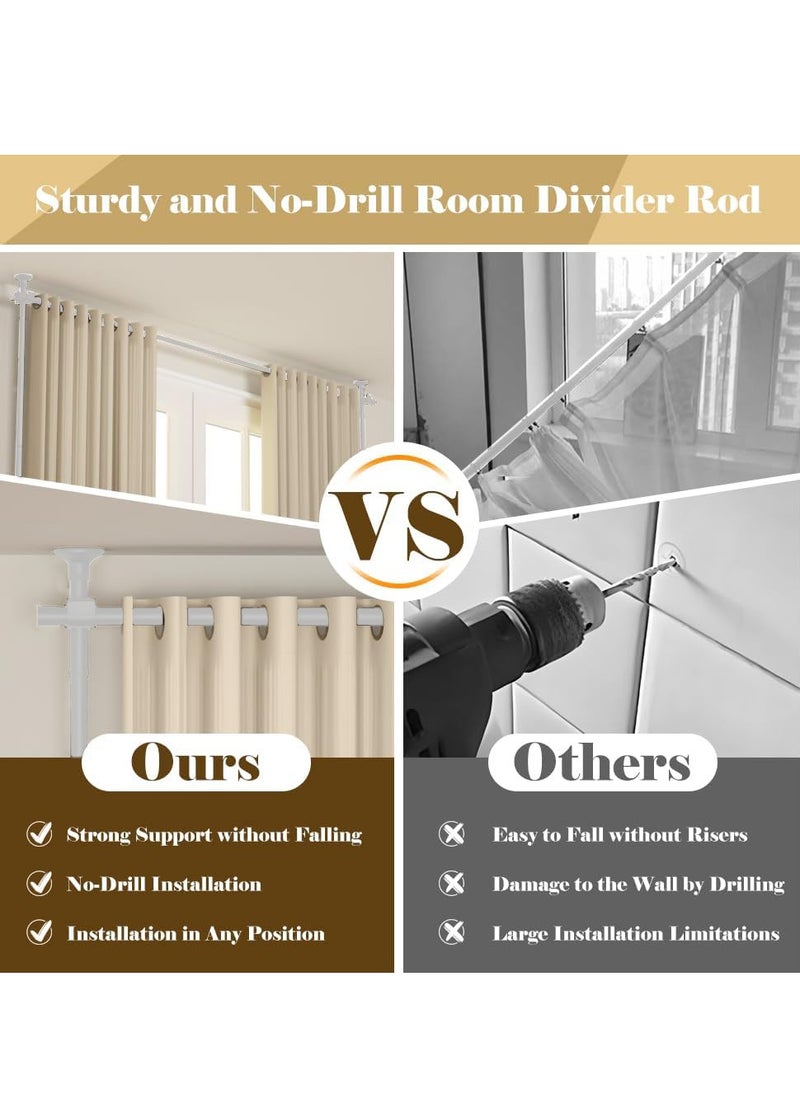 XiuWoo Adjustable Freestanding Room Divider, Drilling Free Tension Curtain Rods, Floor to Ceiling Wall Divider Rod, Heavy Duty Partition Dividers Rods  - Image 5