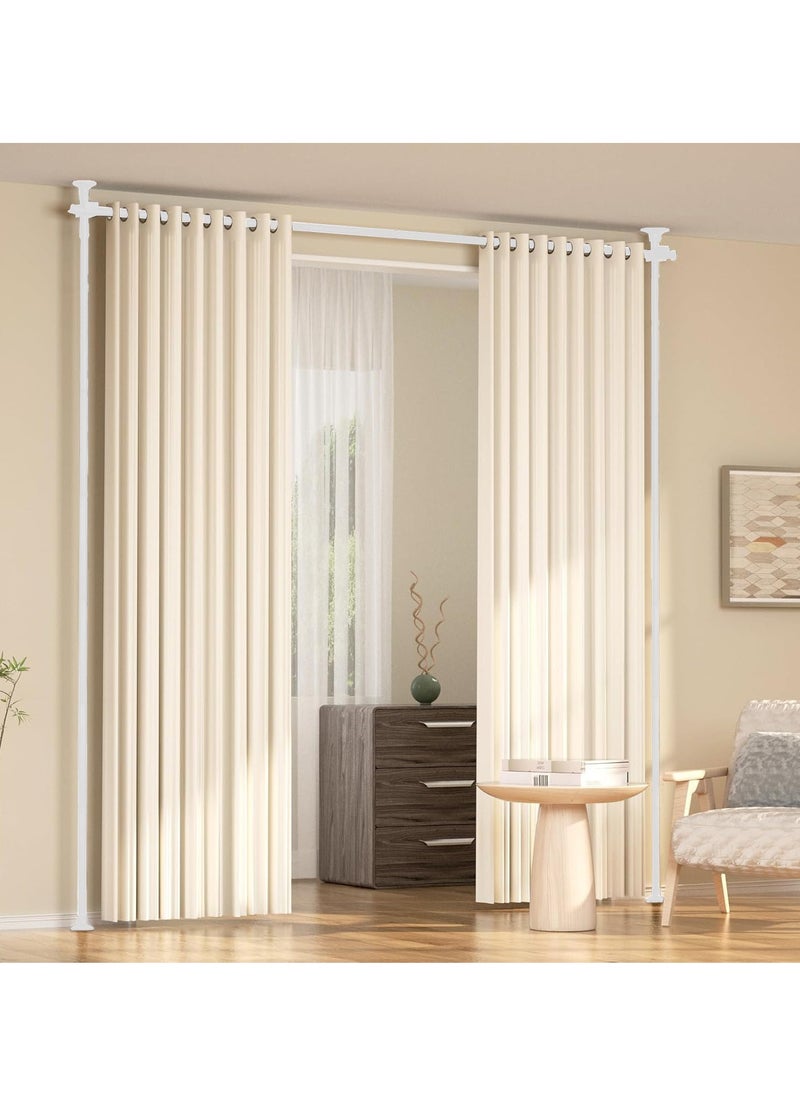 XiuWoo Adjustable Freestanding Room Divider, Drilling Free Tension Curtain Rods, Floor to Ceiling Wall Divider Rod, Heavy Duty Partition Dividers Rods  - Image 1