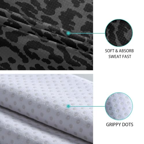 YETTASBIN Leopard Black Yoga Mat Towel, Non Slip Sweat Absorbent Hot Yoga Towel Portable Lightweight Travel Workout Towel with Storage Bag for Home Yoga, Pilates, Fitness 73x 27 Inch - Image 4