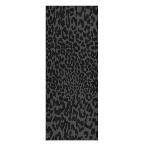 YETTASBIN Leopard Black Yoga Mat Towel, Non Slip Sweat Absorbent Hot Yoga Towel Portable Lightweight Travel Workout Towel with Storage Bag for Home Yoga, Pilates, Fitness 73x 27 Inch - Image 1