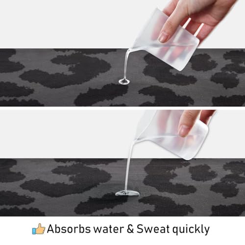 YETTASBIN Leopard Black Yoga Mat Towel, Non Slip Sweat Absorbent Hot Yoga Towel Portable Lightweight Travel Workout Towel with Storage Bag for Home Yoga, Pilates, Fitness 73x 27 Inch - Image 5