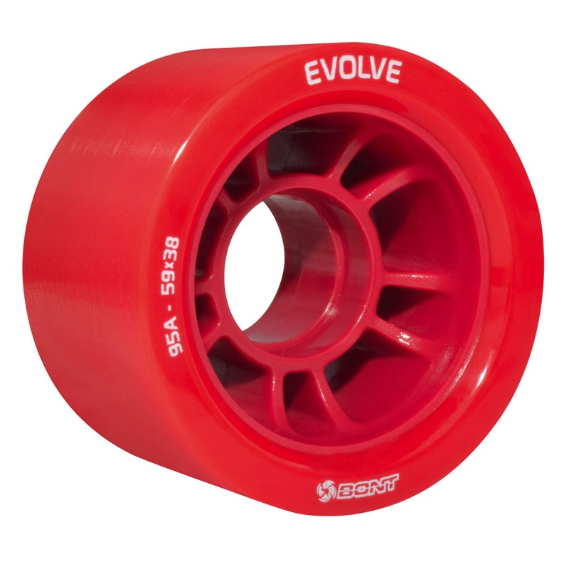Bont Skates - Evolve Roller Derby Skate Wheel - Indoor Roller Skate Wheels - Rollerskate Wheels - 88A 92A 95A 98A - Red Black Blue Purple (Red 95A - Set of 4 Wheels) - Image 2