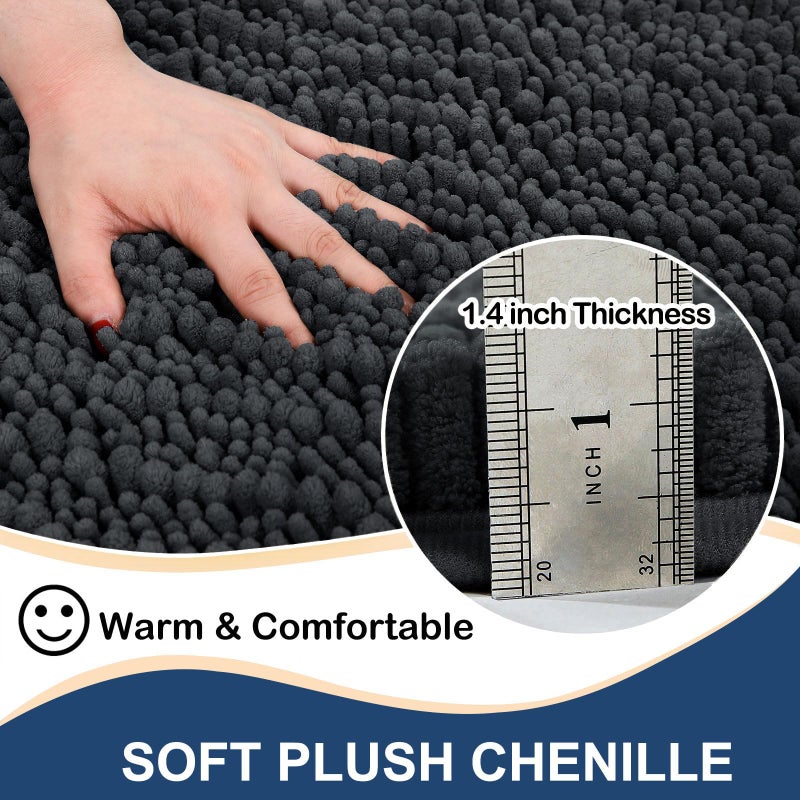 Arotive Arotive Luxury Chenille Bathroom Rug Mat  Extra Soft Thick Absorbent Shaggy Bath Rugs  Non-Slip Machine Wash Dry Plush Bath Mats for Bathroom  Shower  and Tub (24""x16""  Dark Grey)  - Image 1