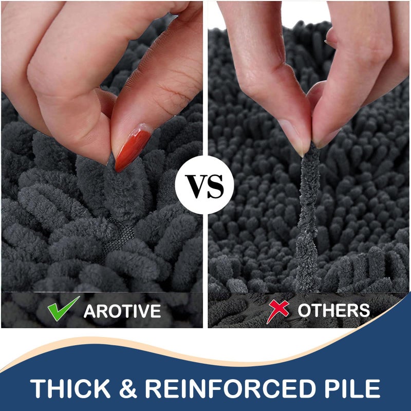 Arotive Arotive Luxury Chenille Bathroom Rug Mat  Extra Soft Thick Absorbent Shaggy Bath Rugs  Non-Slip Machine Wash Dry Plush Bath Mats for Bathroom  Shower  and Tub (24""x16""  Dark Grey)  - Image 4