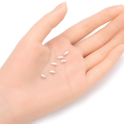 Adabele 50pcs Adabele Authentic 925 Sterling Silver Hypoallergenic 5.5mm Small Seamless Oval Rice Loose Beads Spacer for DIY Craft Jewelry Making SS112 - Image 2