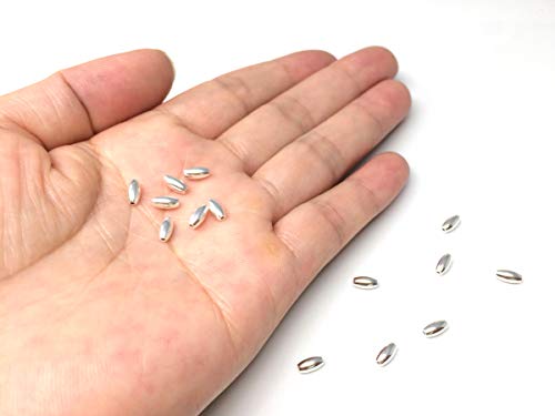 Adabele 50pcs Adabele Authentic 925 Sterling Silver Hypoallergenic 5.5mm Small Seamless Oval Rice Loose Beads Spacer for DIY Craft Jewelry Making SS112 - Image 4