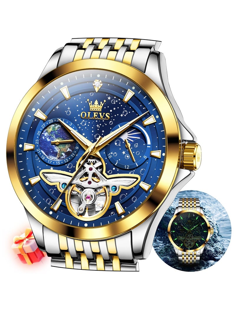 OLEVS Men's Automatic Hollow Luxury Fashion Waterproof Luminous Watch 6705 - Image 1