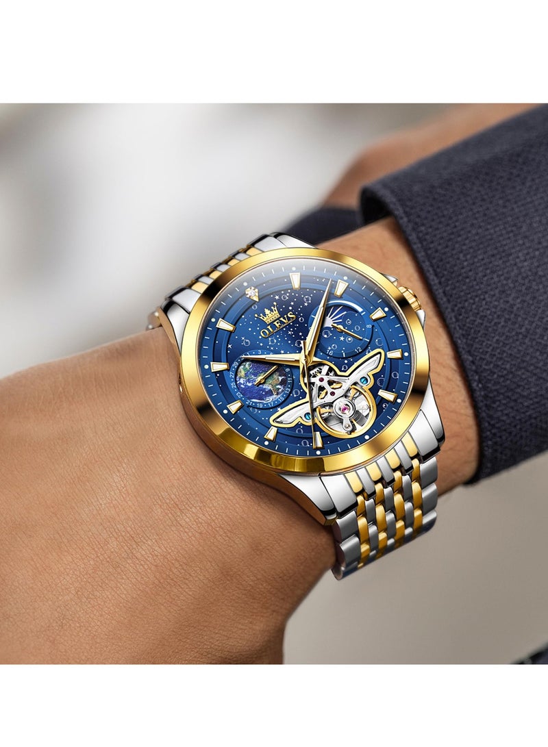 OLEVS Men's Automatic Hollow Luxury Fashion Waterproof Luminous Watch 6705 - Image 3