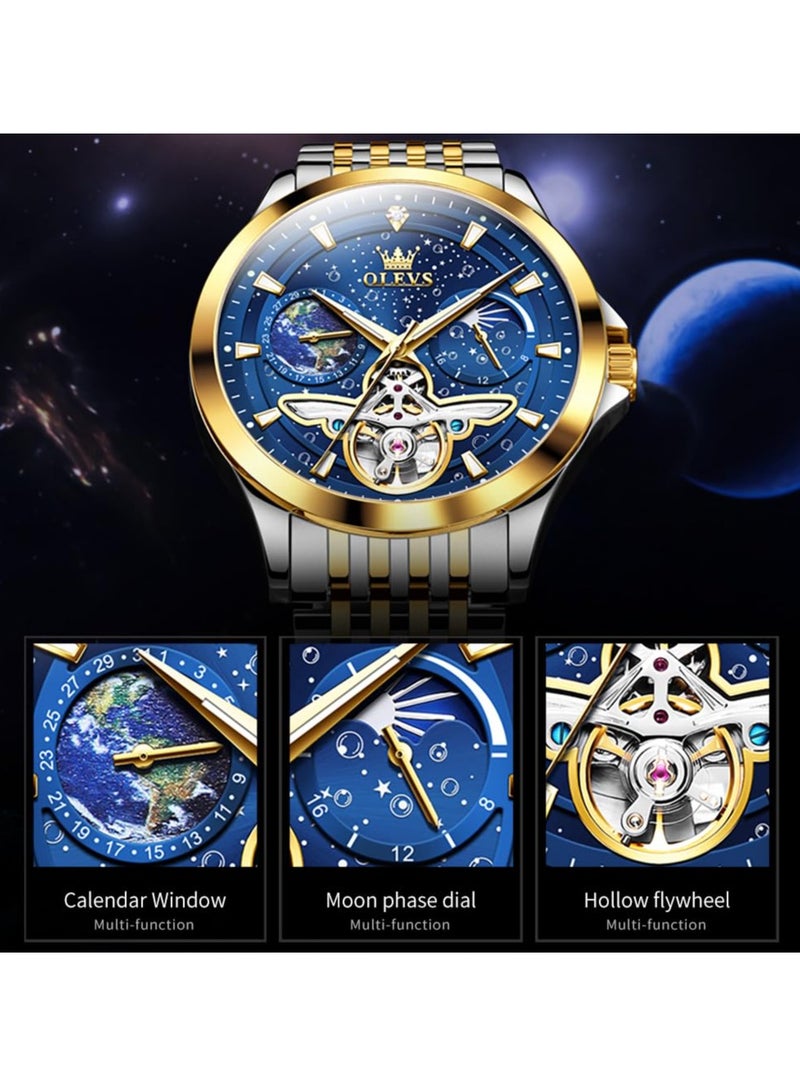 OLEVS Men's Automatic Hollow Luxury Fashion Waterproof Luminous Watch 6705 - Image 4