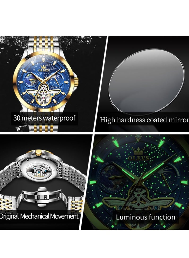 OLEVS Men's Automatic Hollow Luxury Fashion Waterproof Luminous Watch 6705 - Image 5