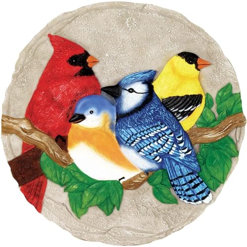 Spoontiques - Garden Décor - Bright Birds Stepping Stone - Decorative Stone for Garden - Image 1