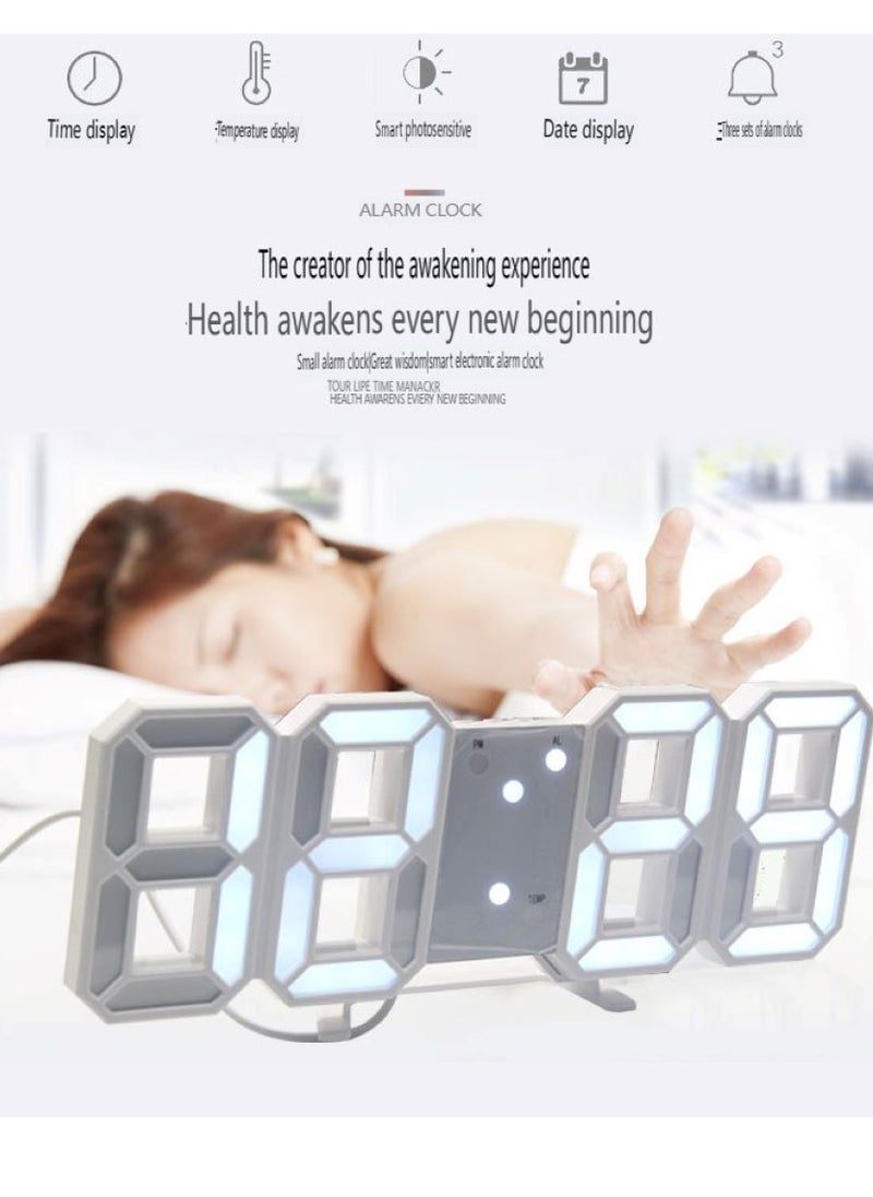 Pretocter LED Digital Clock, Desktop Electronic Alarm Clock, Brightness Adjustment, Four-Character Digital Clock, Bedroom Digital Alarm Clock.  - Image 3
