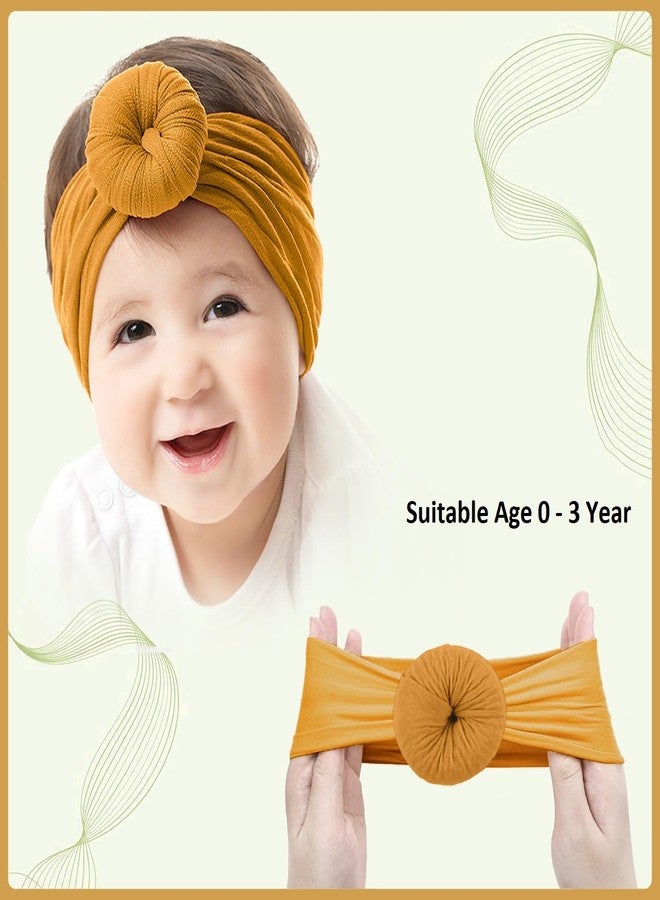 SYGA Pack Of 3 Baby Headbands Soft Cotton Strechable Turban Hairbands For Newborn Infant Toddlers Kids 0-3 Years (Multicolor) - Image 4