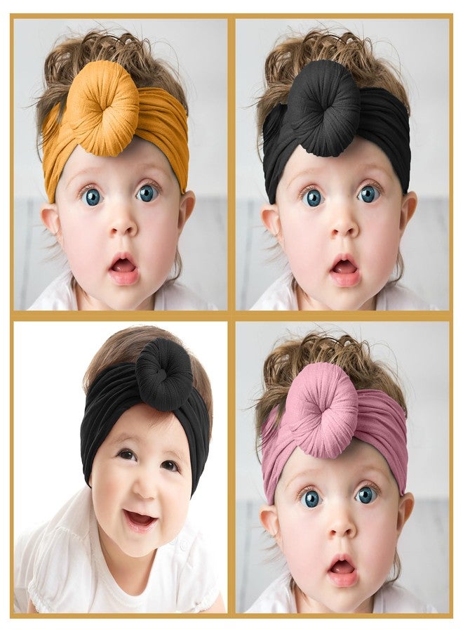SYGA Pack Of 3 Baby Headbands Soft Cotton Strechable Turban Hairbands For Newborn Infant Toddlers Kids 0-3 Years (Multicolor) - Image 2