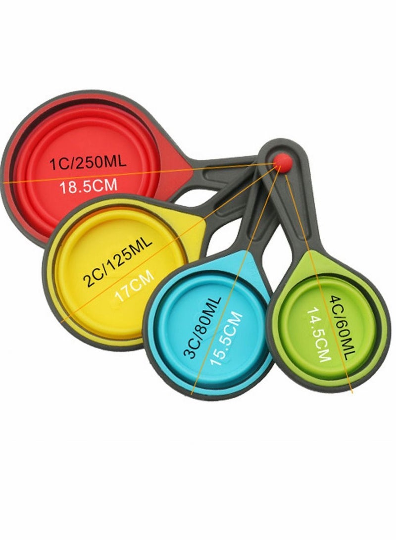 NIBEMINENT Silicone Measuring Cups and Spoons Set 8 Pieces Collapsible for Kitchen Cooking  - Image 3