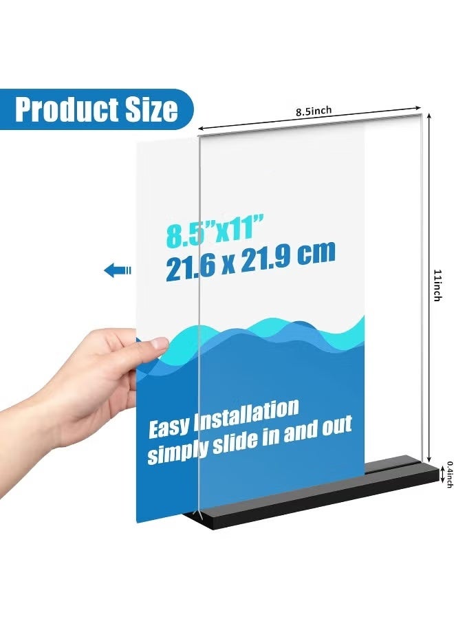 Slasa SLASA 6 Pack T-Type Acrylic Sign Holder 8.5x11 Inch – Double-Sided Clear Display Stand for Table Menus, Flyers, Table Numbers – Plastic Poster Holder for Office, Wedding, Events - Image 2