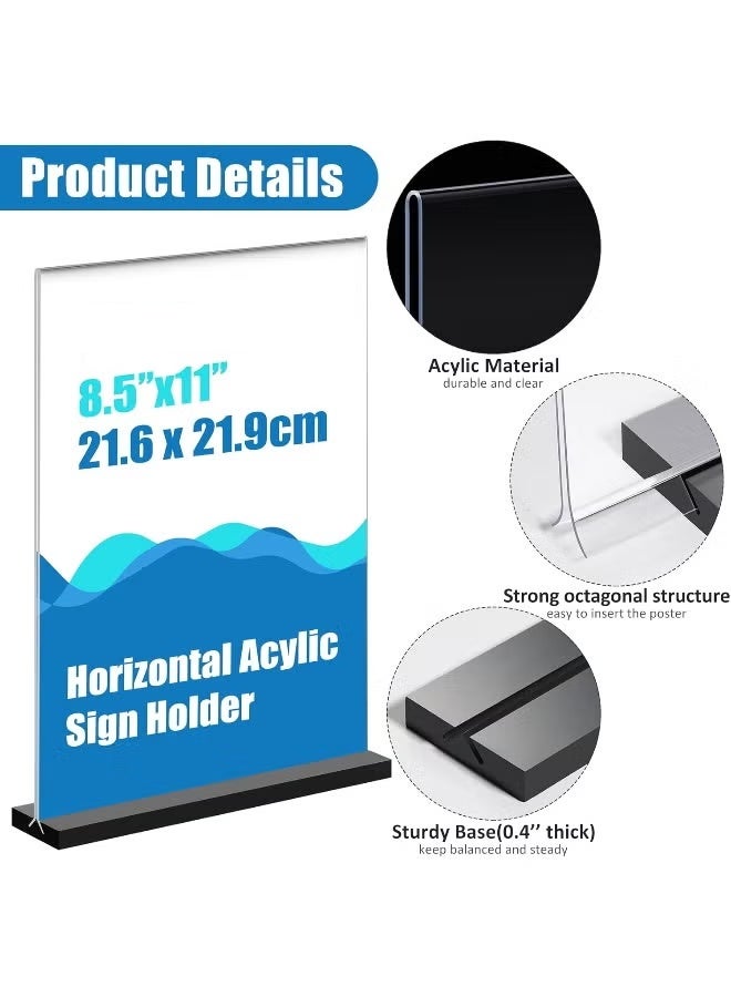 Slasa SLASA 6 Pack T-Type Acrylic Sign Holder 8.5x11 Inch – Double-Sided Clear Display Stand for Table Menus, Flyers, Table Numbers – Plastic Poster Holder for Office, Wedding, Events - Image 3