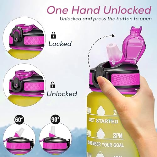 WERFIT 1000ml Water Bottle with Time Markers | BPA-Free, Leak-Proof, Flip-Top Lid, Carry Strap, Gradient Design - Image 3