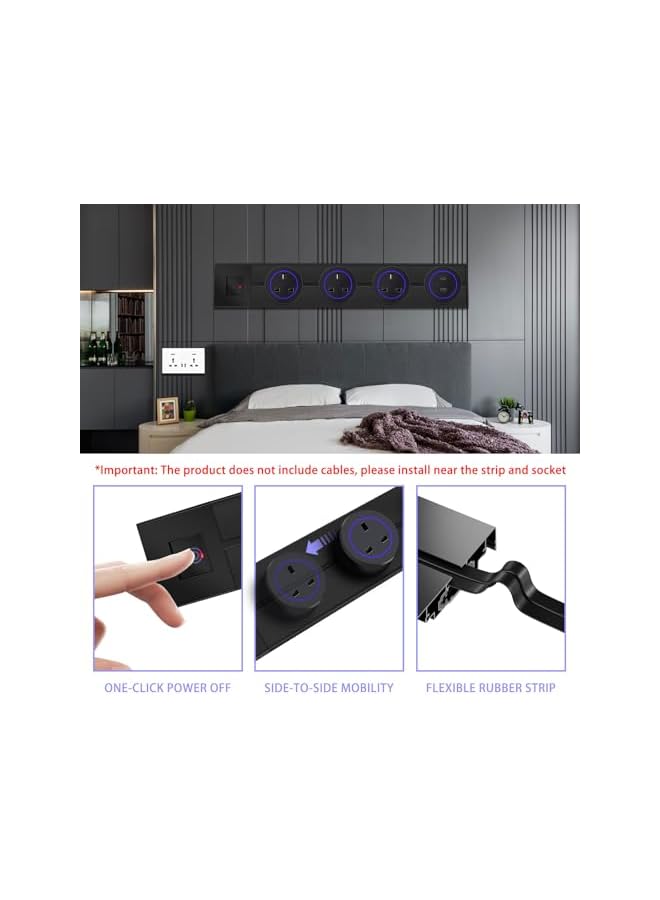 promass Power Outlet Strip, Power Strip with Switch Control, 50CM Track with 3 AC UK Outlet adapters,USB-C port charging Wall Outlet,Suitable for Kitchen, Living Room, Study, Office (black) - Image 5
