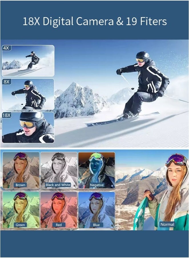 أسيف كاميرا رقمية 5K، كاميرا رقمية بدقة 75 ميجابكسل للتصوير الفوتوغرافي، كاميرا تصوير فورية مع بطاقة Micro SD سعة 64 جيجابايت، كاميرا رقمية 18X مع شاشة قلابة 3 بوصات 180 درجة، كاميرا تدوين فيديو كهدية للمبتدئين، عدسة واسعة الزاوية وماكرو  - Image 5