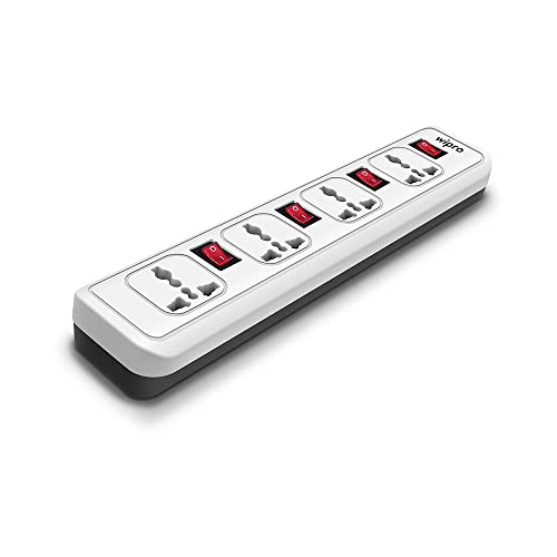 Wipro 4+4 Extension Cord with 2 mtr Cord Length | 4 Way Multi Socket Spike Guard | Individual Switch | Child safty | Auto Cutoff | Fire Resistant, Pack of 1 - Image 2