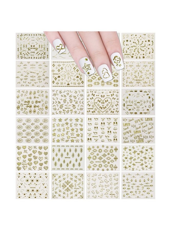 allydrew - 24 Sheets Gold Crowns Gold Stars & Gold Vines Nail Stickers Set Nail Art - Image 1