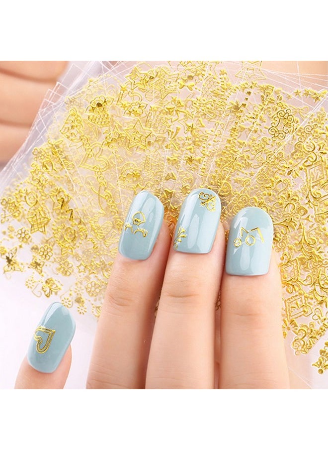 allydrew - 24 Sheets Gold Crowns Gold Stars & Gold Vines Nail Stickers Set Nail Art - Image 1