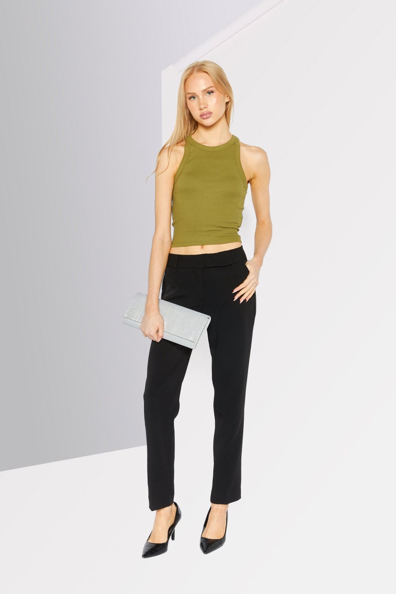 Michael Kors Women Solid Stretchable Skinny Leg Pants, Black  - Image 2