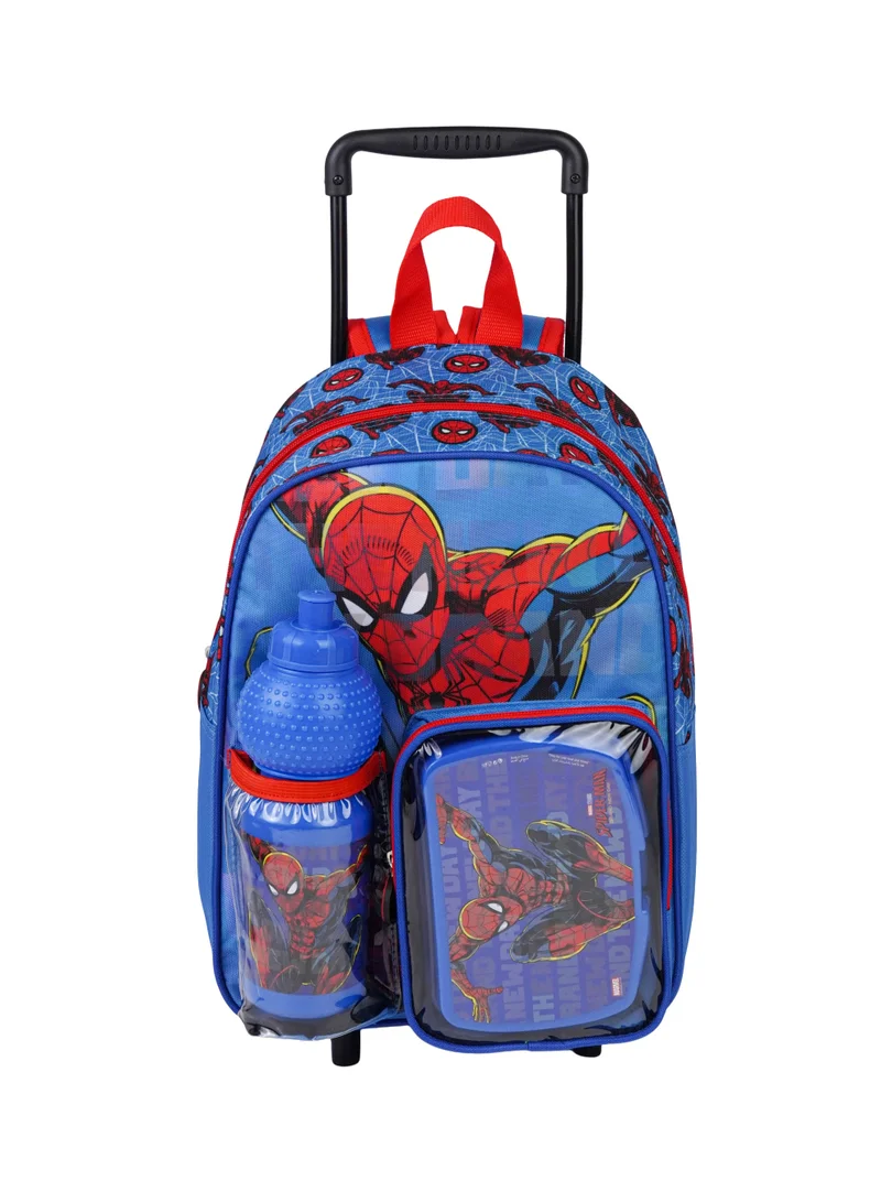 Marvel Spider-Man Toddler 3-in-1 Trolley School Set 13" | Rolling Backpack, Lunch Box & Water Bottle | Boys School Bag