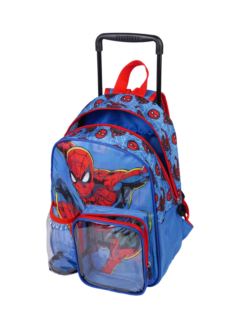 Marvel Blue & Red Marvel Spider-Man Toddler 3-in-1 Trolley School Set 13" | Rolling Backpack, Lunch Box & Water Bottle | Boys School Bag for Men | Best Price UAE