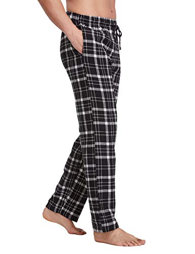 CYZ Men's 100% Cotton Super Soft Flannel Plaid Pajama Pants-BlackWhiteTartan-XL - Image 3