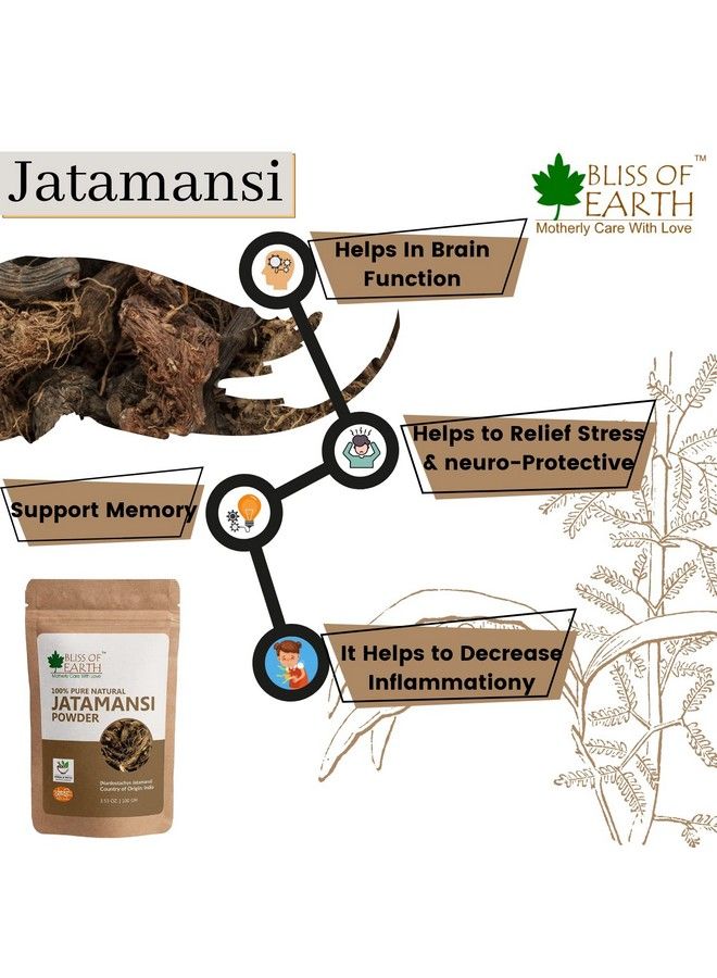 BLISS OF EARTH ® مسحوق جاتامانسي نقي وطبيعي بنسبة 100% 100 جرام + مسحوق مولتاني ميتى نقي بنسبة 100%؛ ممتلئ - Image 4