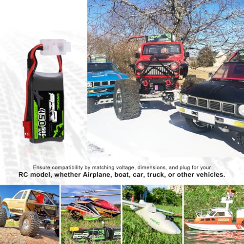 OVONIC بطارية ليثيوم بوليمر OVONIC 2S 50C سعة 450mAh 7.4V مع موصل JST لطائرة RC هليكوبتر طائرة رباعية FPV سباق طائرات الدرون - Image 5