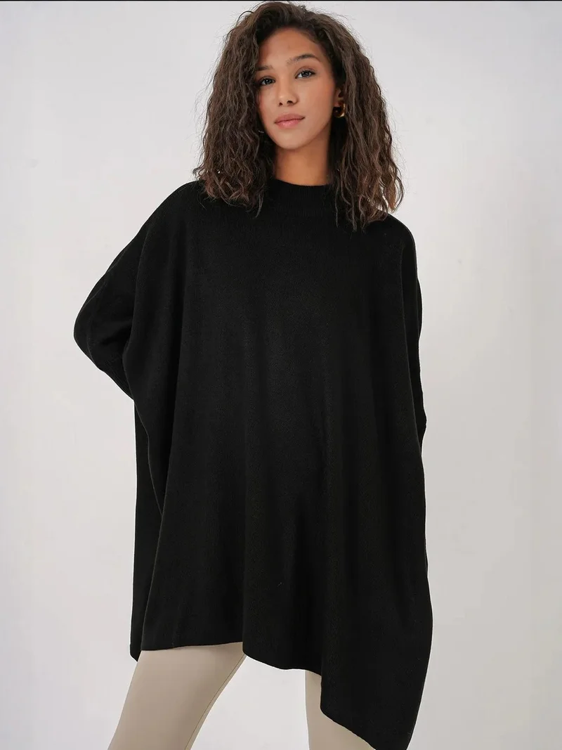 BIG DART BDART Slit Detailed Half Turtleneck Loose Sweater