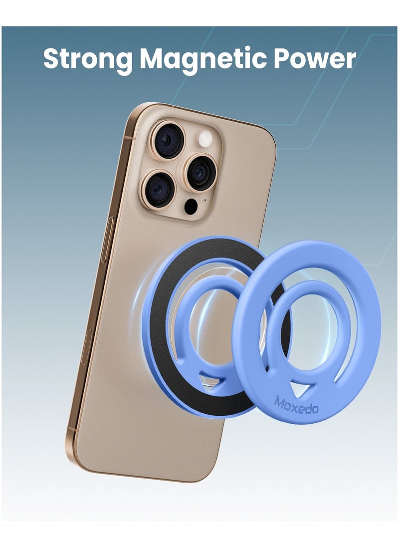Moxedo - Moxedo Jello-Mag Dual Sided Magnetic Ring Holder, Silicone Magsafe Compatible, Metal Ring Plate for Androids, Smartphones(Blue) - Image 1