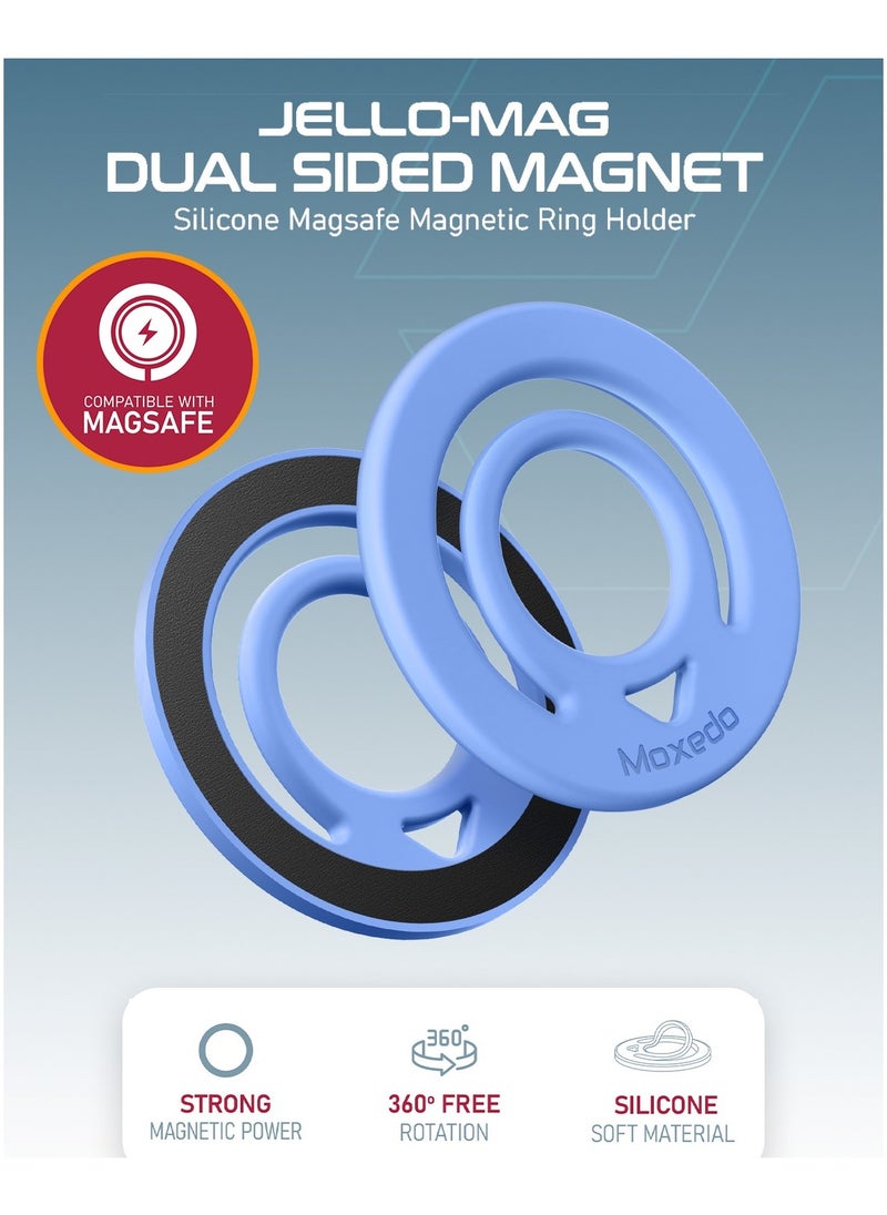 Moxedo - Moxedo Jello-Mag Dual Sided Magnetic Ring Holder, Silicone Magsafe Compatible, Metal Ring Plate for Androids, Smartphones(Blue) - Image 1