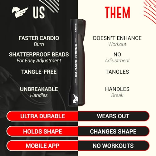 EliteSRS Elite Jumps 1-inch Beaded Jump Rope - Adjustable Rope for Fitness, Cardio, and Agility Training - Black/Black - Image 2