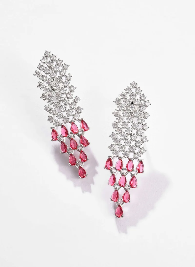 SOHI Silver Plated Designer Stone Necklace and Earring Set
