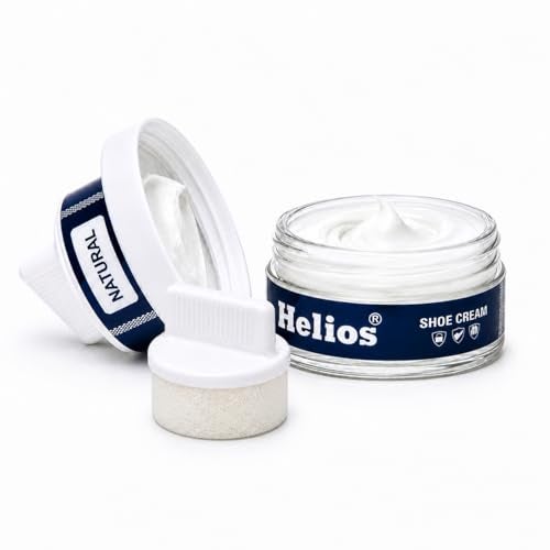 Helios shoe cream with applicator | Shoe Polish for Leather | Boot, Purse, Belt, Handbag, Jacket | Leather Conditioner | 48 GM(Natural) - Image 1