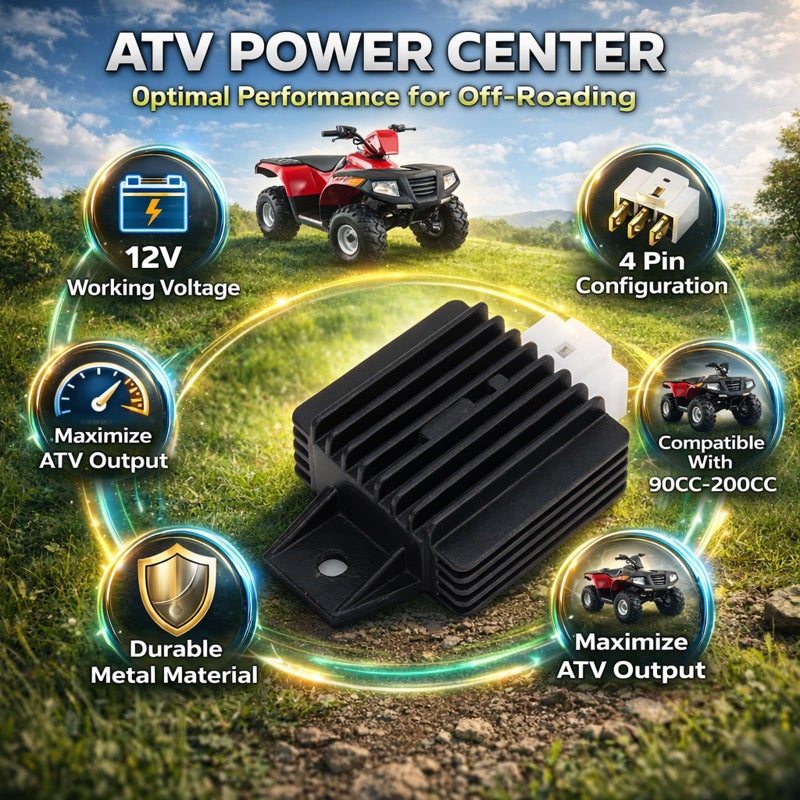 Voltage Regulator Rectifier 12V 4 Pin for 90cc to 200cc ATV Heavy Duty Metal - Image 5