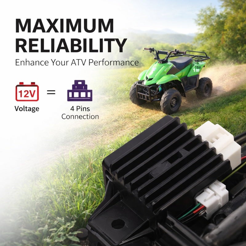 Voltage Regulator Rectifier 12V 4 Pin for 90cc to 200cc ATV Heavy Duty Metal - Image 4