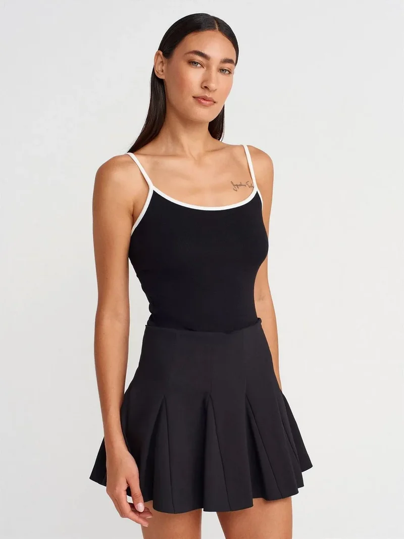ديلفين DILVIN Color Block Ribbed Sleeveless Blouse