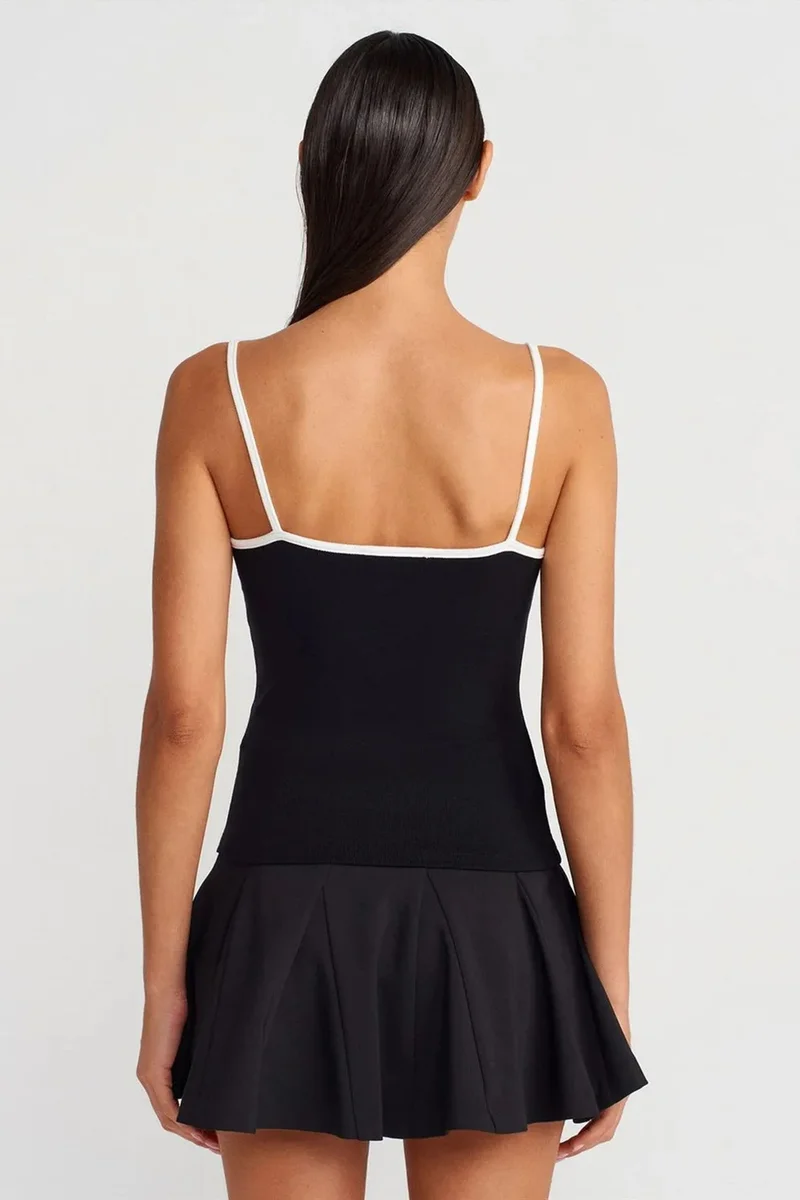 ديلفين DILVIN Color Block Ribbed Sleeveless Blouse