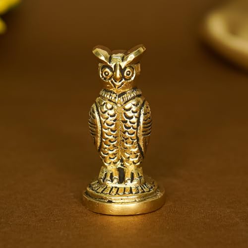 Ekhasa 100% Pure Brass Golden Owl Showpiece for Home, Office or Table Decor, Work Desk or as Paper Weight Stylish | Metal Owl Statue for Good Luck & Vastu | Vintage or Aesthetic Showpieces for Gift - Image 1