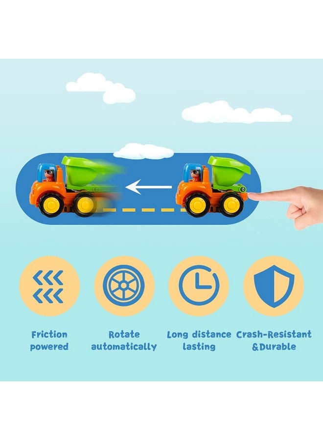 Woby Push and Go Friction Powered Car Toys Set Tractor Bulldozer Mixer Truck and Dumper for Baby Toddlers - Image 5