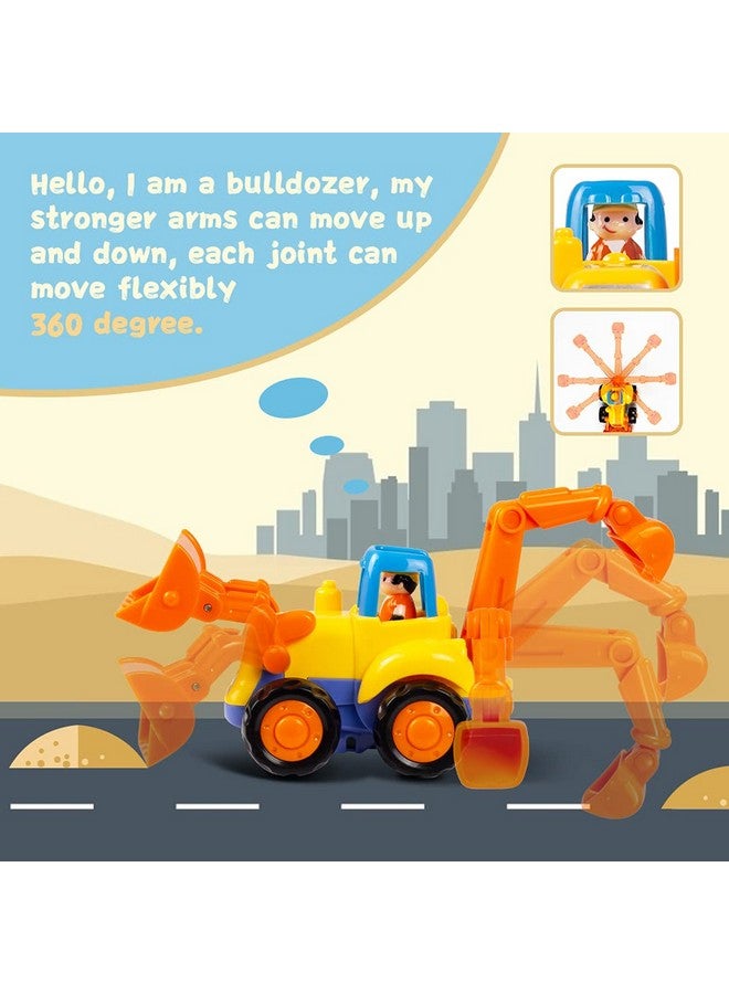 Woby Push and Go Friction Powered Car Toys Set Tractor Bulldozer Mixer Truck and Dumper for Baby Toddlers - Image 2