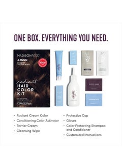 Madison Reed Radiant Hair Color Kit, Dark Brown for 100% Coverage of Resistant Gray Hair, Ammonia-Free, 4.5NNN Barletta Brown, Permanent Hair Dye, Pack of 1  - Image 2