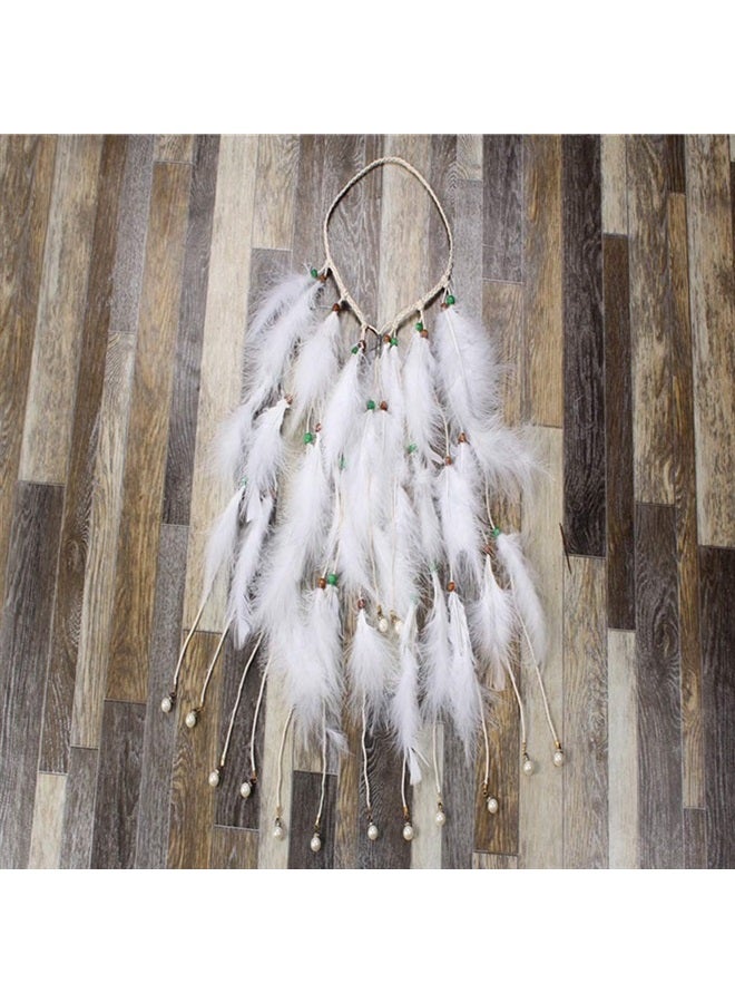 WLBON Feather Headband White Fake Pearl Hippie Indian Boho Hair Bands Tassel Bohemian Halloween Hair Hoop Women Crown Hairband Party Decoration Headdress Cosplay Costume Headwear Headpiece Hair Accessories - Image 4